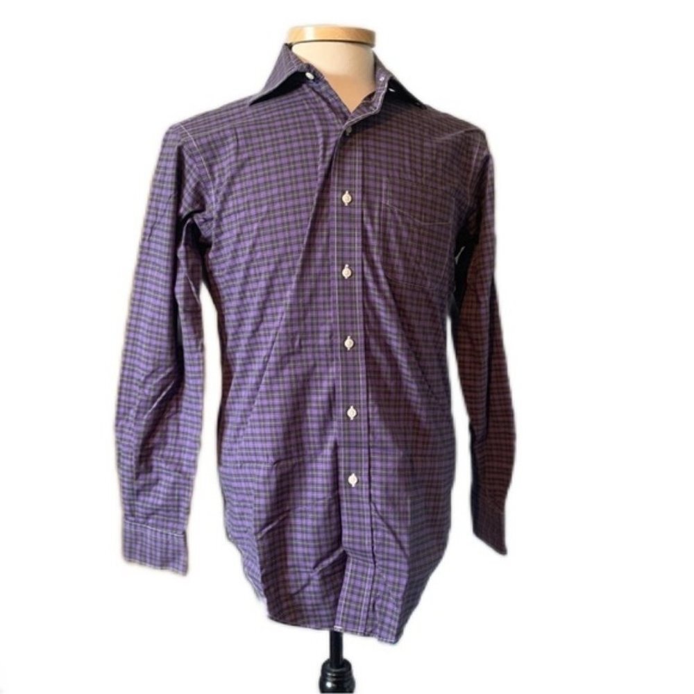 Ralph Lauren 14 1/2 x 33 Purple Plaid Long Sleeve Dress Shirt